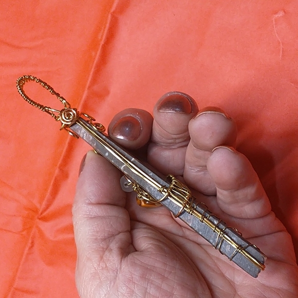 Triangular Cut Stone Wire Wrapped Pendant - Picture 5 of 5